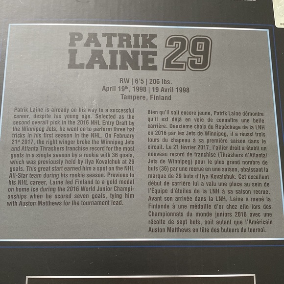 Patrik Laine 29 NHL Hockey Player Collectors - Picture 7 of 8